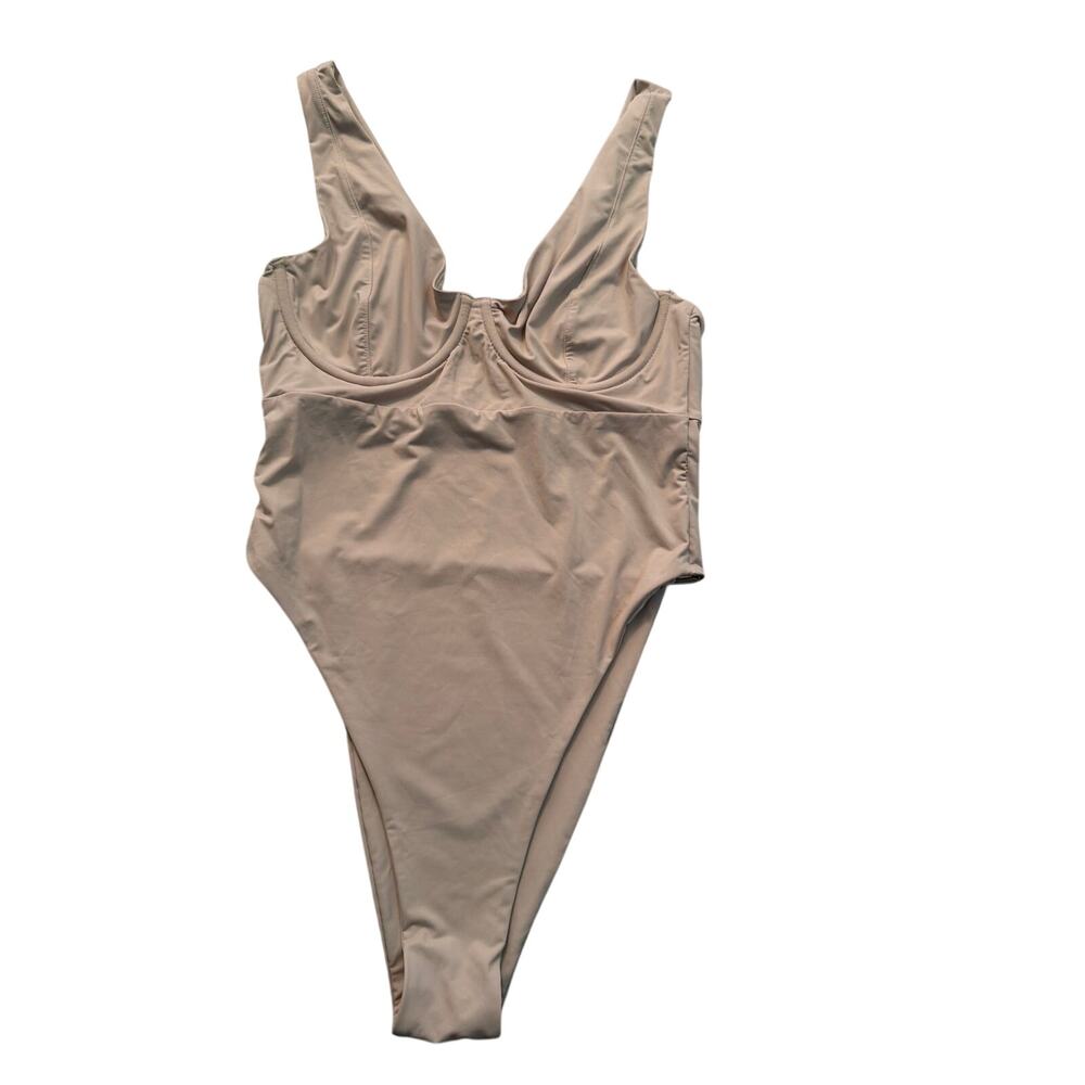 Riot Swim Scoop One-Piece in Taupe Swimsuit | Size Medium